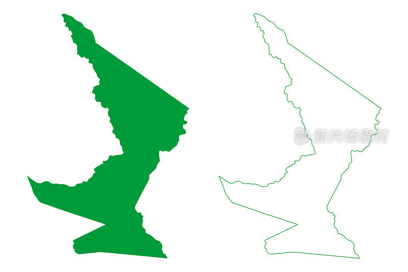 图鲁鲁市(Ceará state, municipality of Brazil, federal Republic of Brazil)地图矢量插图，涂鸦图鲁鲁地图